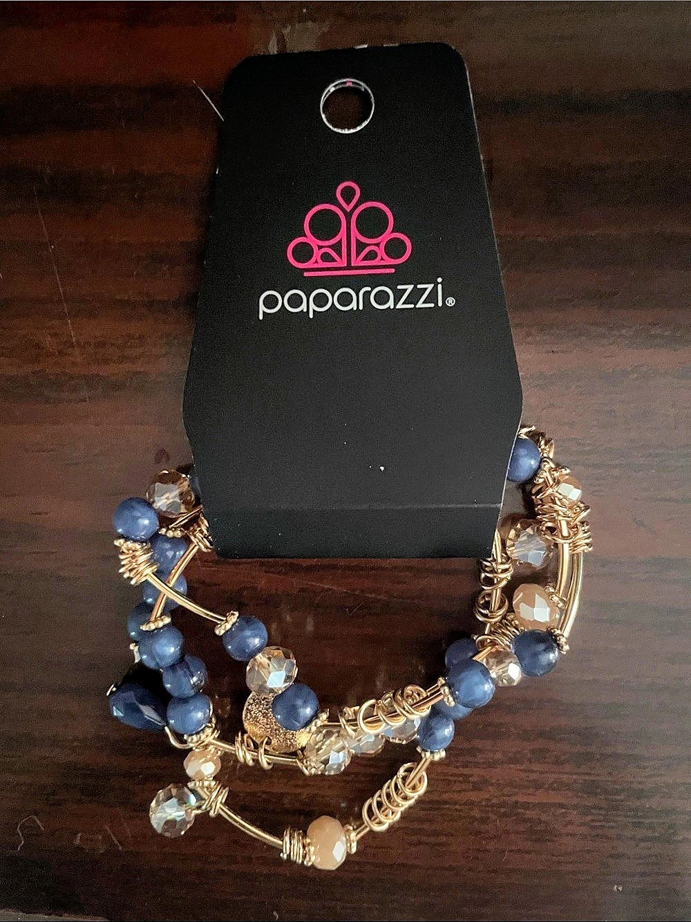Paparazzi Blue & Gold Beaded Statement Necklace